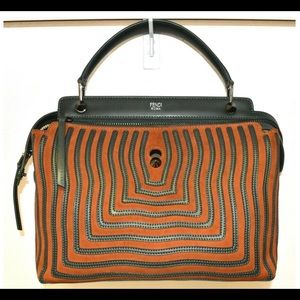 Authentic Fendi Dotcom Striped Suede Leather Medium Shoulder Bag MSRP $4,100